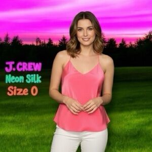 J. Crew Top Carrie Silk Tank - Neon Pink - Size 0 - NWOT